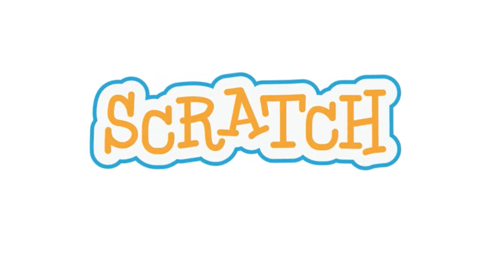 The logo of Scratch features stylized blue and orange text